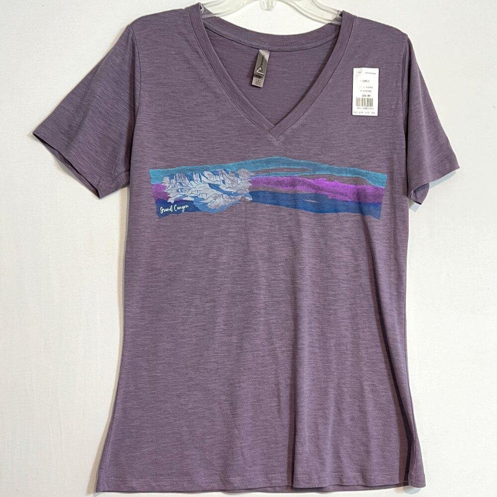 NWT Grand Canyon National Park Soft Womens Purple Graphic Tee T-Shirt V-Neck XL